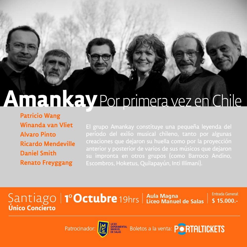 Flyer Evento AMANKAY EN CHILE AULA MAGNA LICEO MANUEL DE SALAS