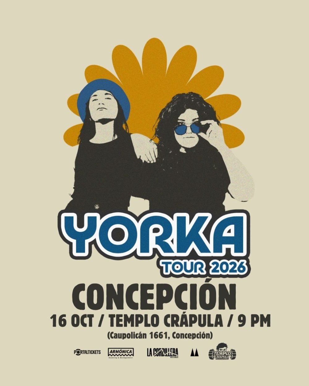 Flyer YORKA EN TEMPLO CRÁPULA, CONCEPCIÓN
