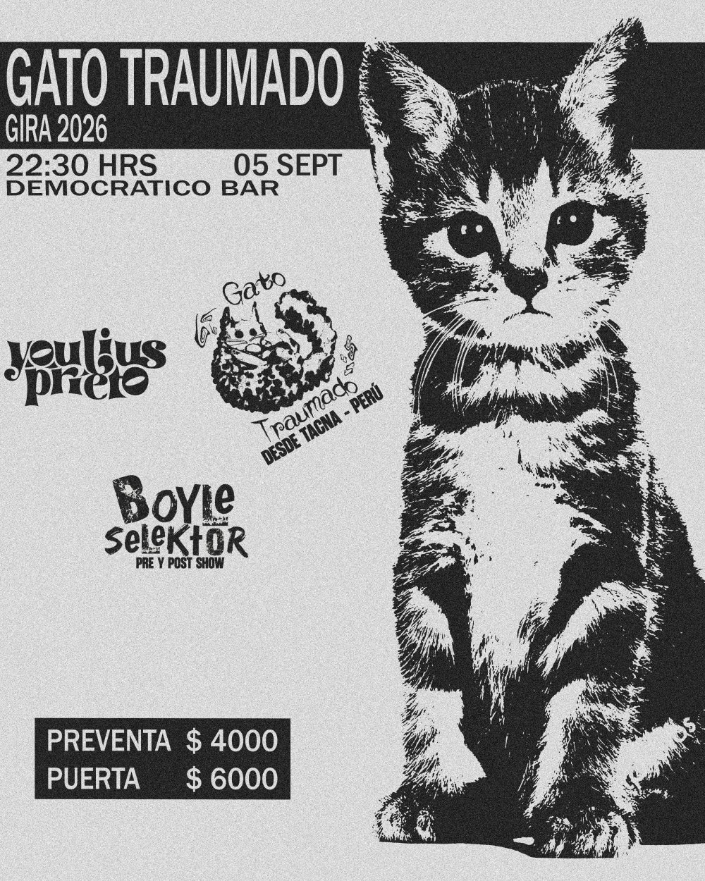 GATO TRAUMADO GIRA 2026 EN BAR DEMOCRÁTICO, IQUIQUE