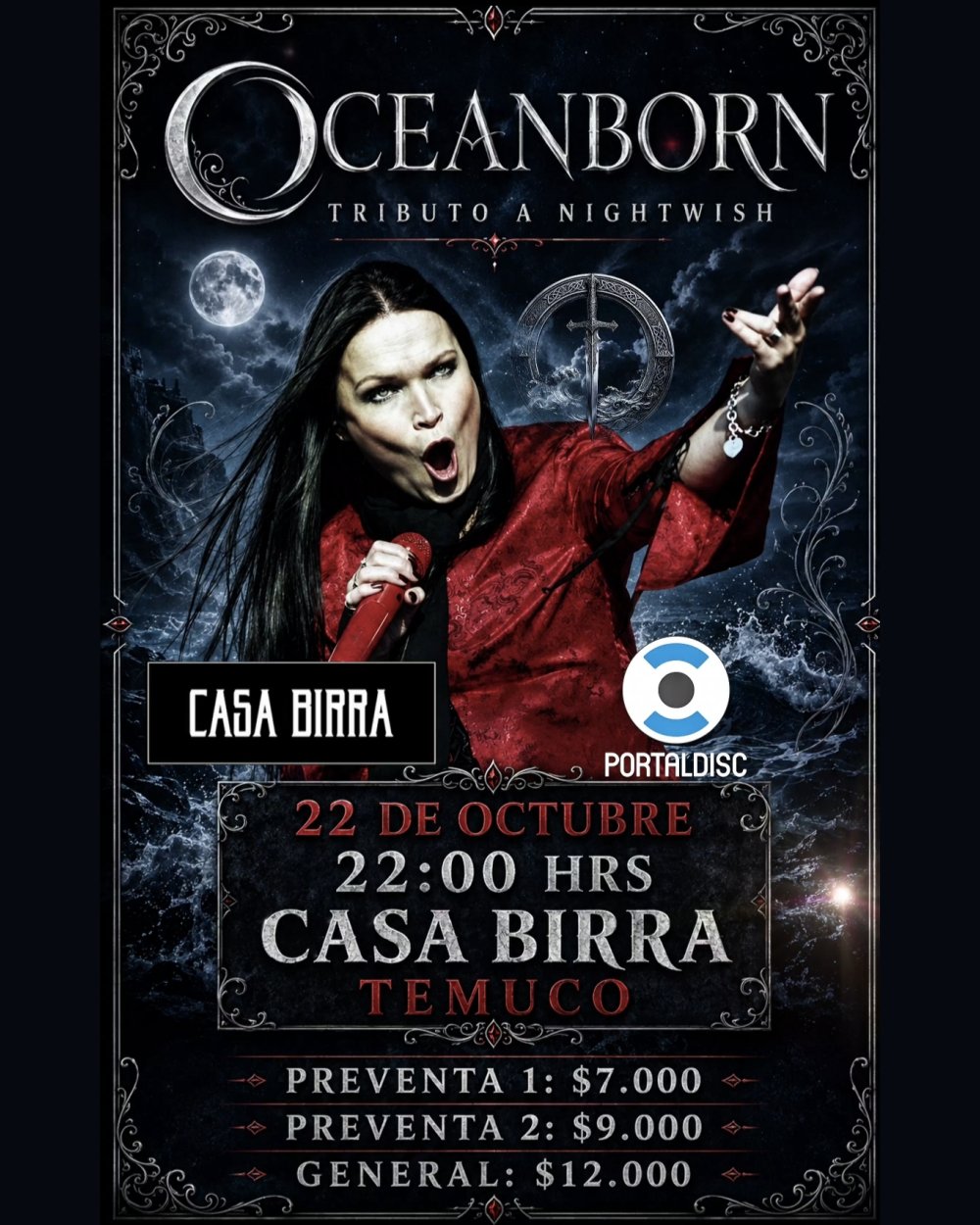 OCEANBORN: TRIBUTO A NIGHTWISH EN CASA BIRRA, TEMUCO