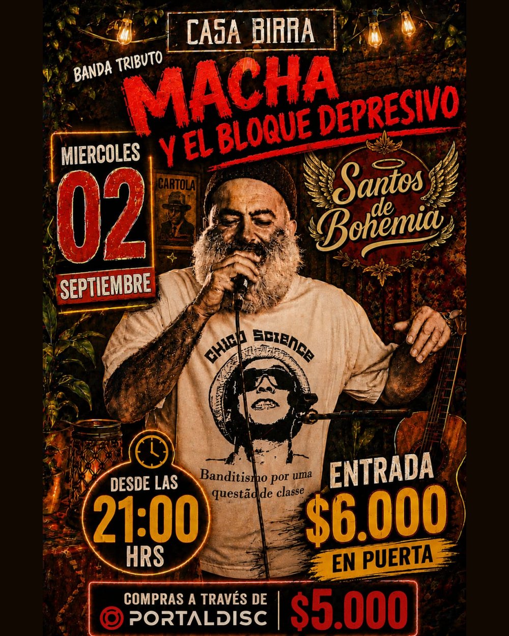 TRIBUTO A MACHA Y EL BLOQUE DEPRESIVO EN CASA BIRRA, TEMUCO