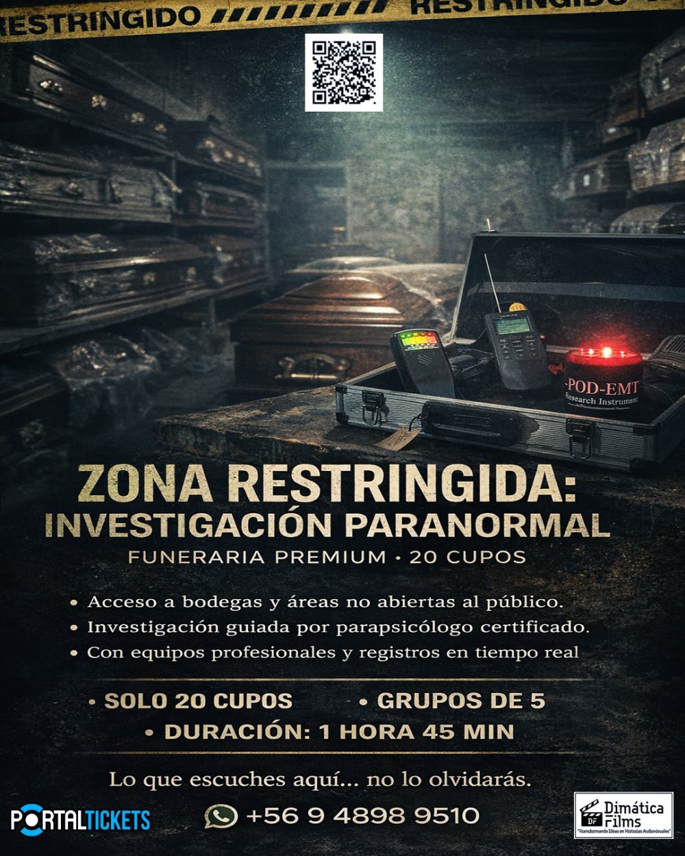 TOUR NOCTURNO: ZONA RESTRINGIDA – EXPERIENCIA PARANORMAL PREMIUM FUNERARIA CARRASCO HERMANOS - SABADO 12 DE SEPTIEMBRE DEL 2026 - 20:00 HORAS