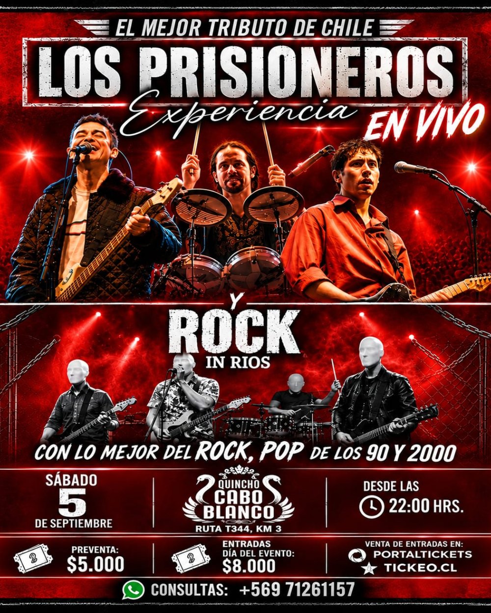 TRIBUTO LOS PRISIONEROS + BANDA ROCK IN RIOS EN CABO BLANCO, VALDIVIA
