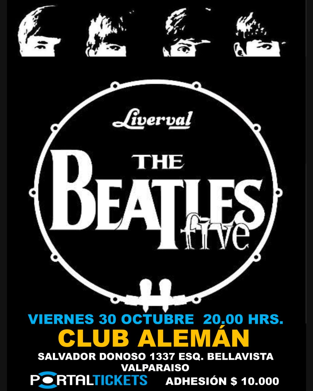 BEATLES FIVE EN CONCIERTO EN CLUB ALEMÁN DE VALPARAÍSO