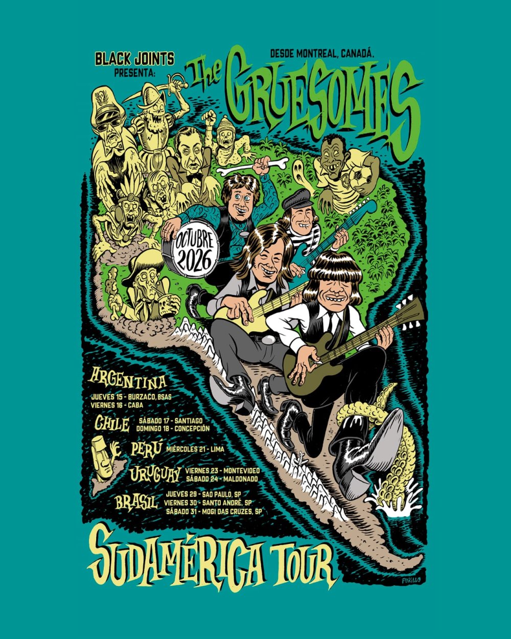 GARAGE TERROR: THE GRUESOMES + JOHNKIES EN CASA DE SALUD, CONCEPCIÓN