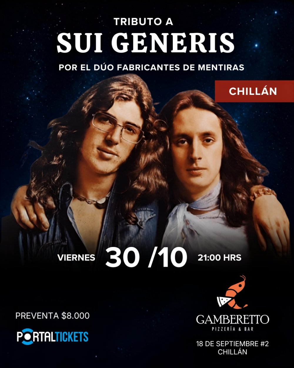 TRIBUTO A SUI GENERIS POR FABRICANTES DE MENTIRAS EN GAMBERETTO, CHILLÁN