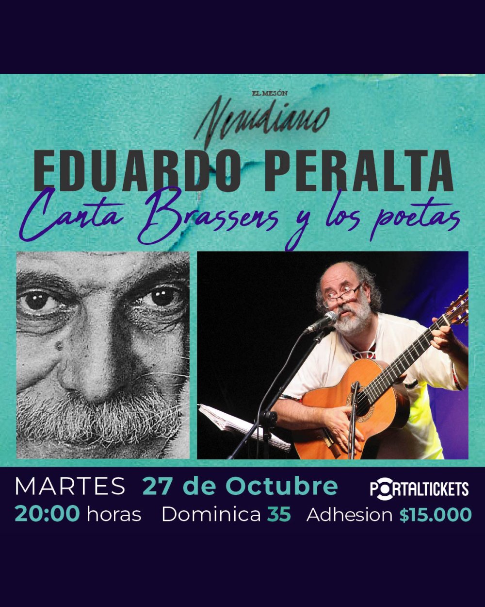 EDUARDO PERALTA CANTA BRASSENS Y L@S POETAS EN EL MESÓN NERUDIANO