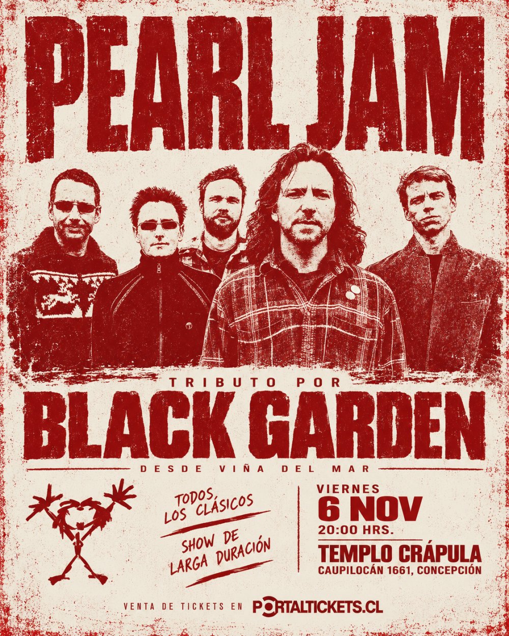 TRIBUTO PEARL JAM CON BLACK GARDEN DESDE VIÑA DEL MAR EN TEMPLO CRÁPULA, CONCEPCIÓN