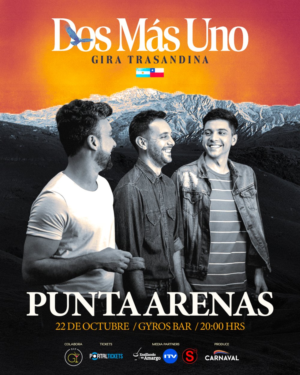 DOS MÁS UNO - GIRA TRASANDINA 2026 EN GYROS BAR, PUNTA ARENAS