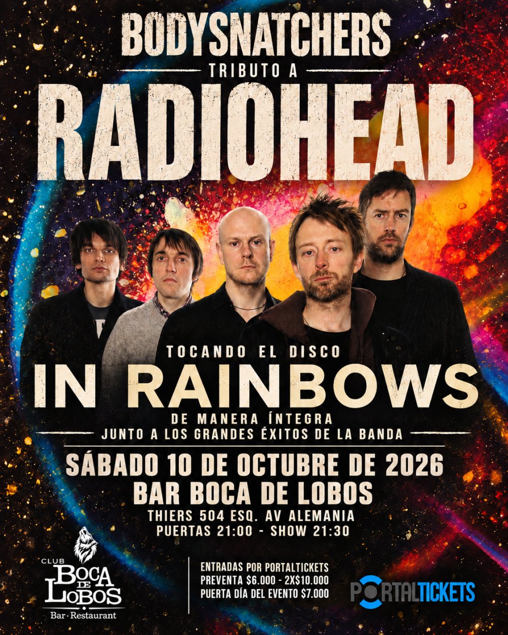 BODYSNATCHERS: TRIBUTO A RADIOHEAD - ESPECIAL IN RAINBOWS EN BOCA DE LOBOS, TEMUCO