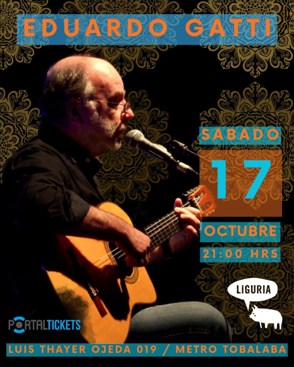Flyer EDUARDO GATTI EN VIVO EN LIGURIA