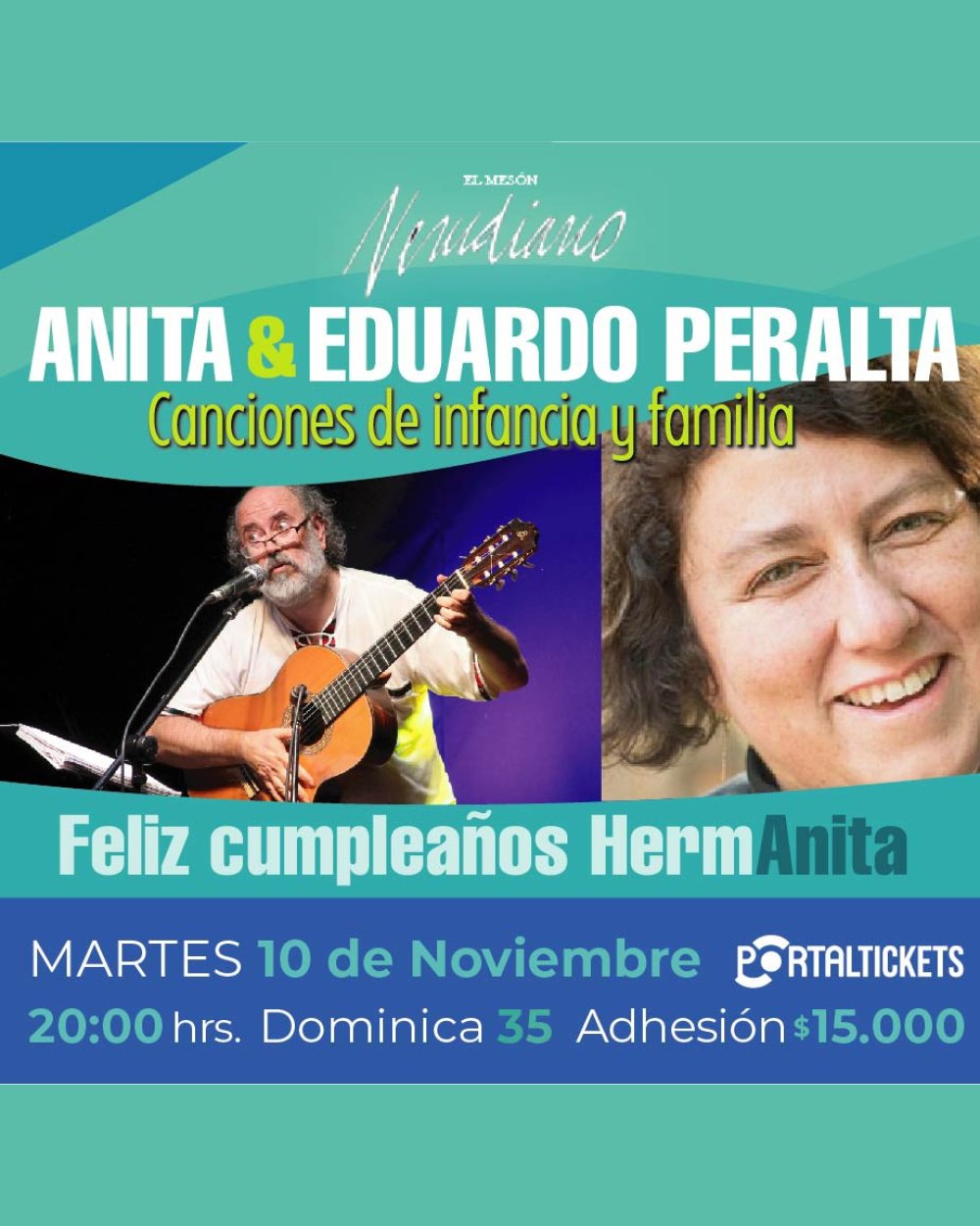 EDUARDO PERALTA + ANITA PERALTA CANCIONES DE INFANCIA Y FAMILIA EN EL MESÓN NERUDIANO