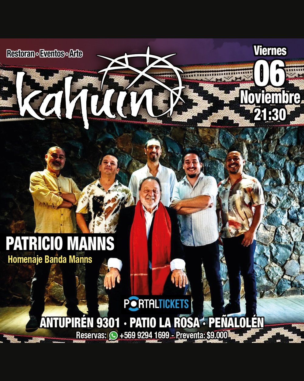 KAHUIN PRESENTA: PATRICIO MANNS: HOMENAJE BANDA MANNS - VIERNES 06 NOVIEMBRE