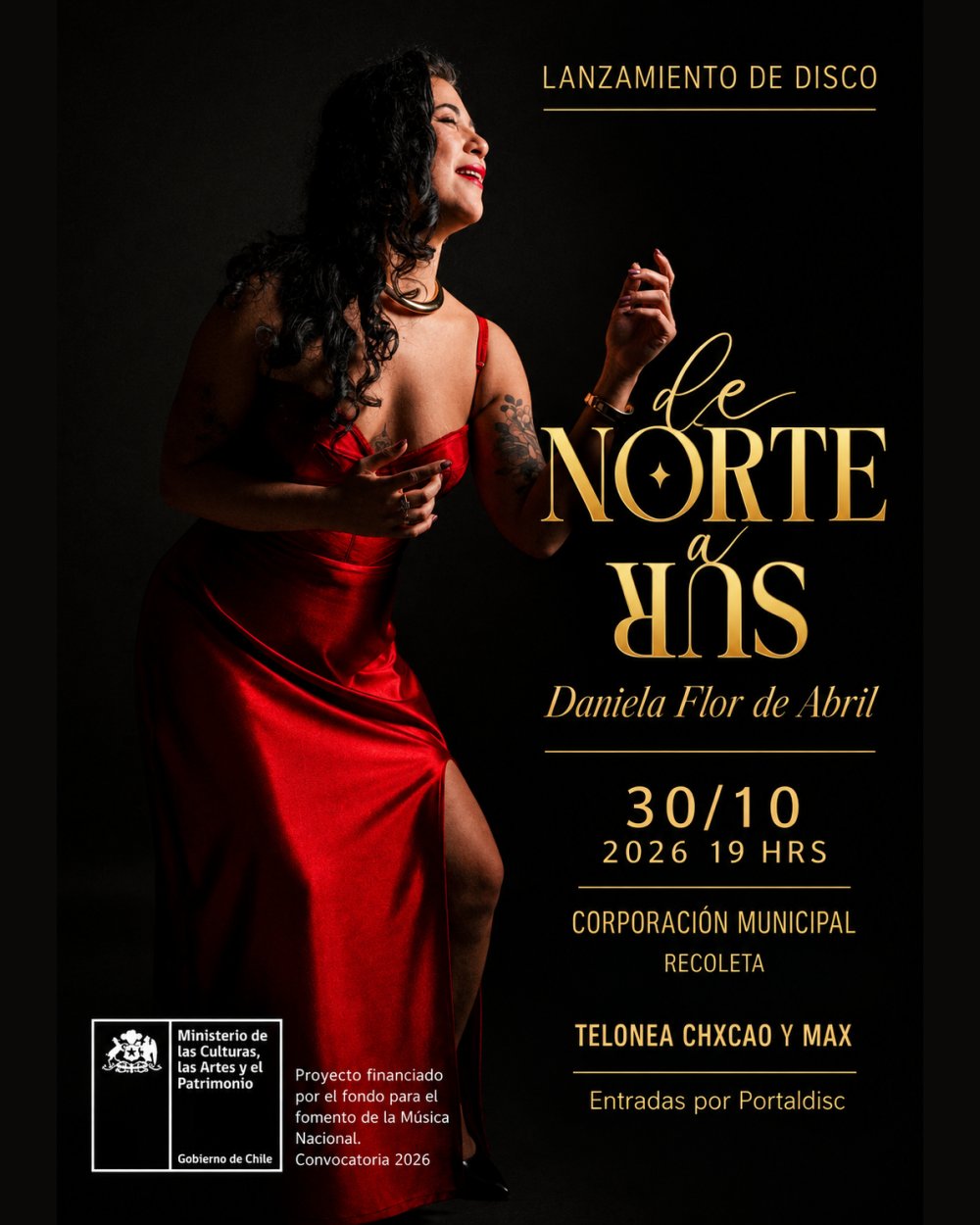 DANIELA FLOR DE ABRIL: LANZAMIENTO DEL DISCO DE NORTE A SUR EN CORPORACIÓN CULTURAL DE RECOLETA