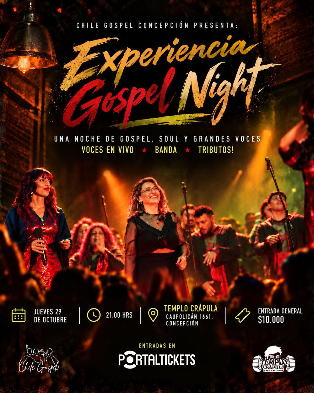 EXPERIENCIA GOSPEL NIGHT EN TEMPLO CRÁPULA, CONCEPCIÓN