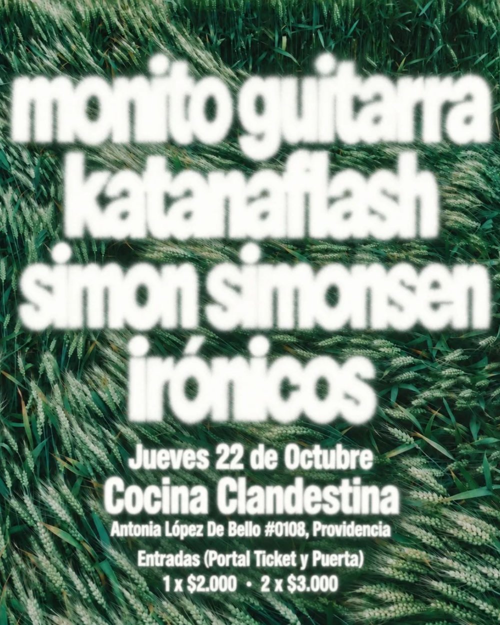 MONITO GUITARRA + KATANAFLASH + SIMON SIMONSEN + IRÓNICOS EN COCINA CLANDESTINA