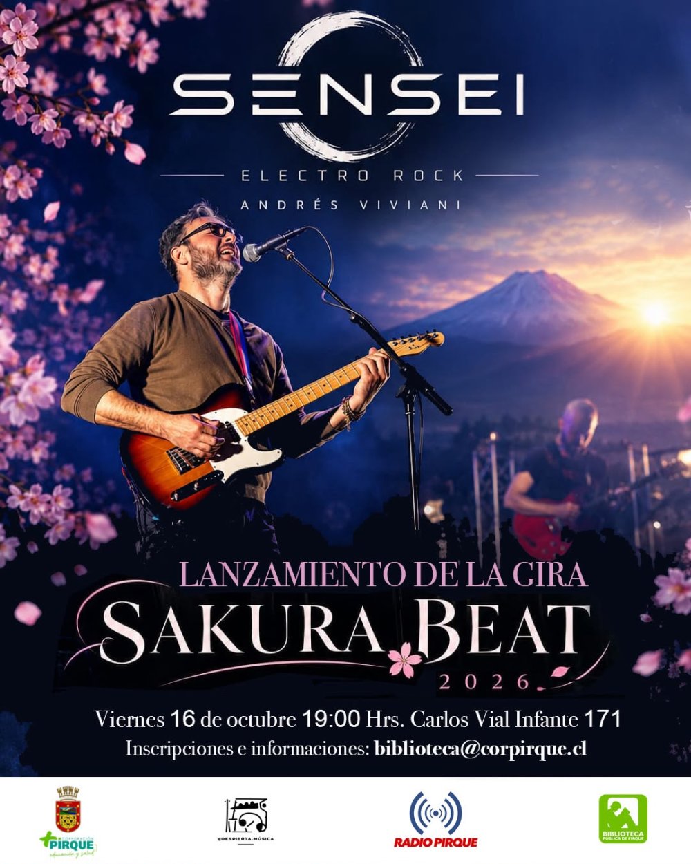 Flyer SENSEI ELECTRO ROCK EN BIBLIOTECA MUNICIPAL DE PIRQUE