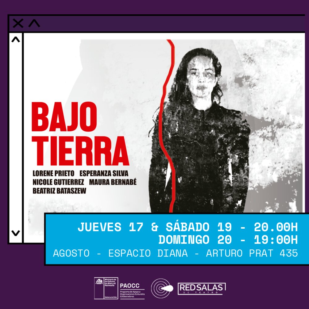 Flyer Evento TEATRO: BAJO TIERRA EN ESPACIO DIANA