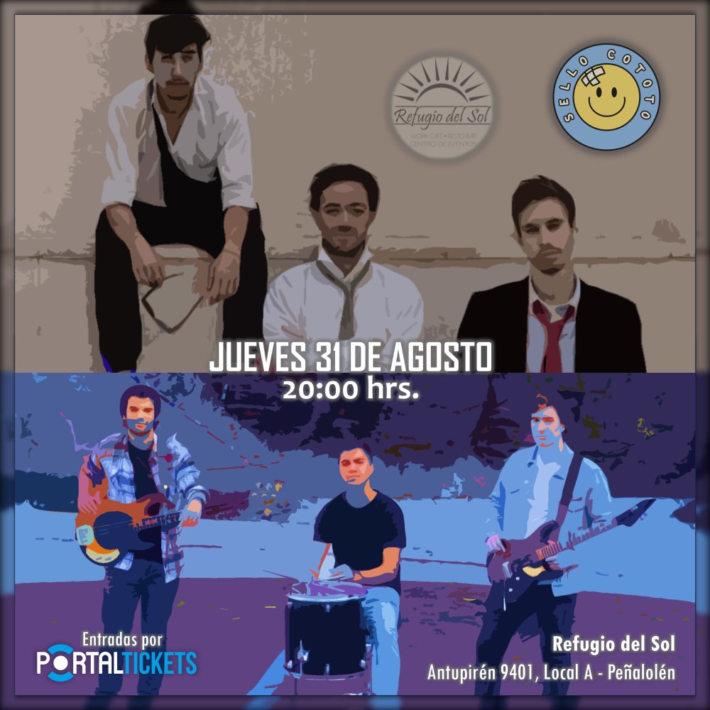 Flyer VIS VENTO Y ECOSS ¡EN VIVO! EN REFUGIO DEL SOL