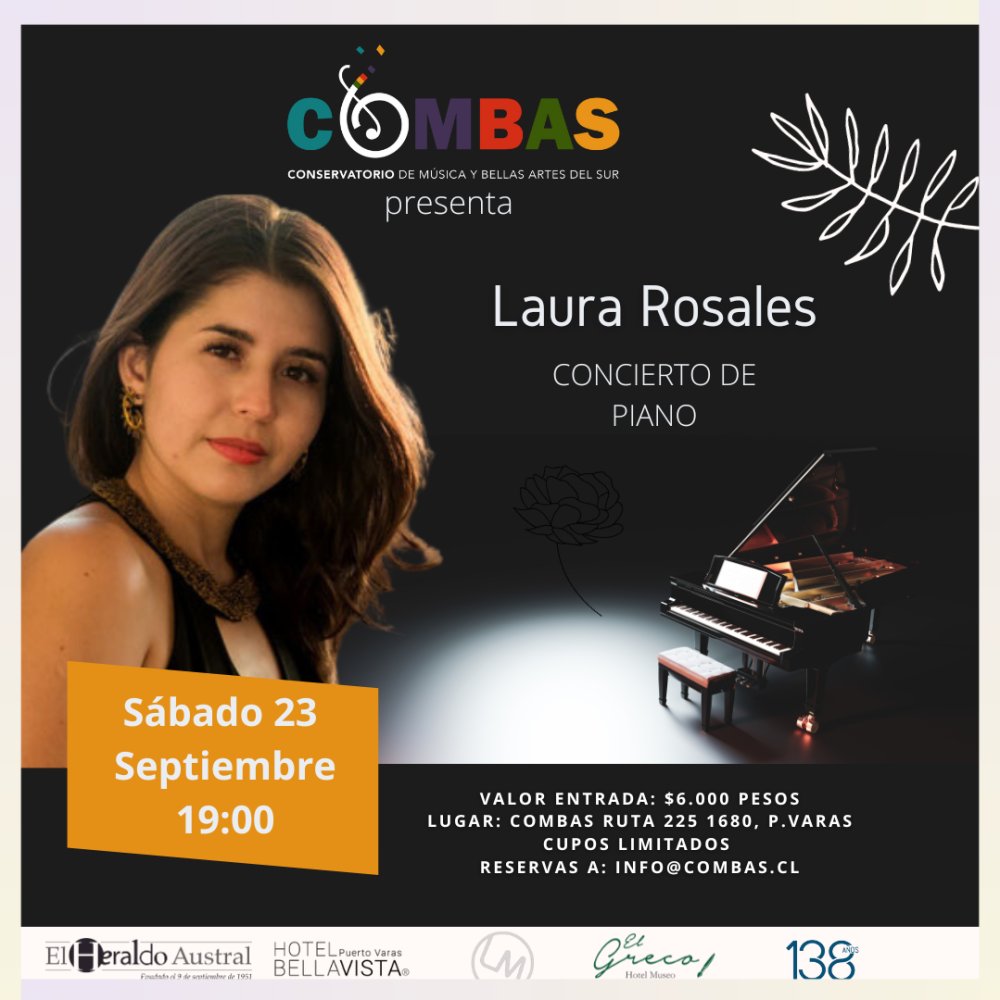 Flyer Evento ANCESTROS “UN VIAJE POR EL PIANO LATINOAMERICANO” EN COMBAS PUERTO VARAS