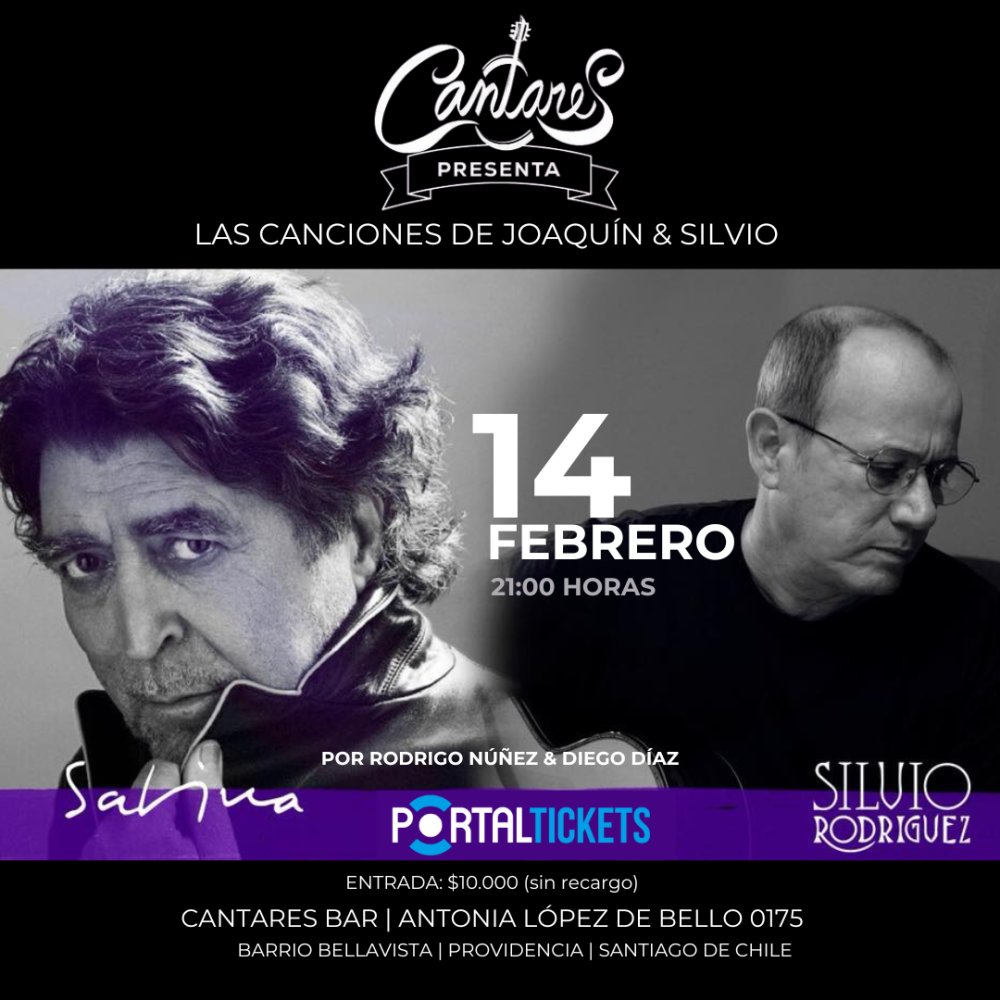 Flyer TRIBUTO A SILVIO Y SABINA EN CANTARES BAR
