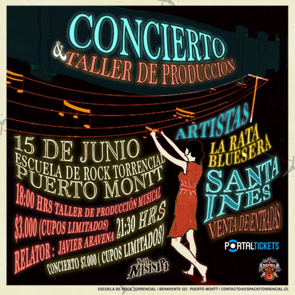 Flyer Evento LA RATA BLUESERA & SANTA INES PUERTO MONTT