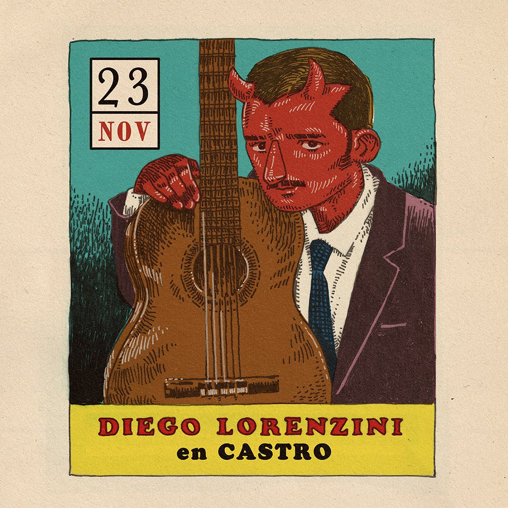Flyer CASTRO: DIEGO LORENZINI Y SU UKELELE TENEBROSO EN ESPACIO NOMADES