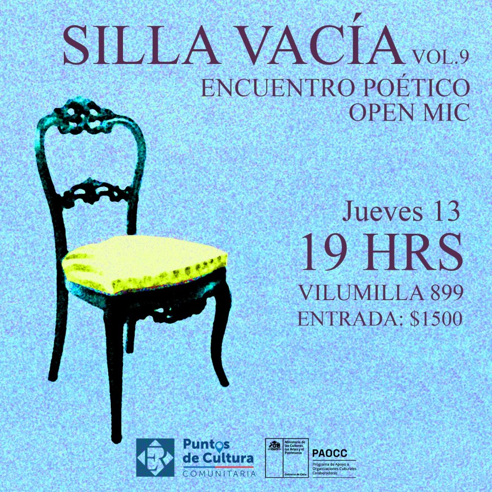 Flyer Evento SILLA VACÍA VOL. 9 EN LA ESQUINA ROSADA, CONCEPCIÓN