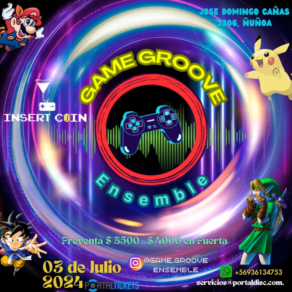 Flyer Evento GAME GROOVE EN VIVO EN INSERT COIN BAR