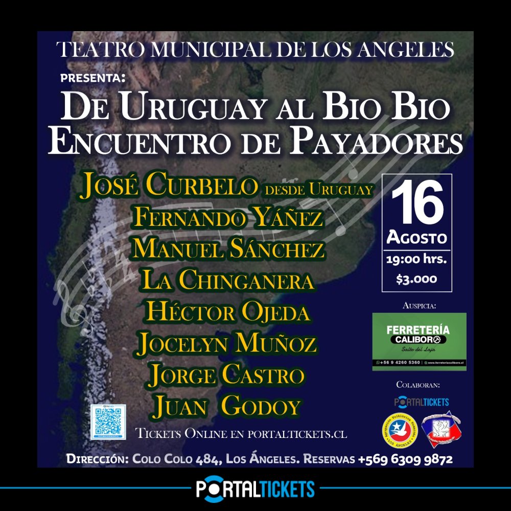 Flyer Evento ENCUENTRO DE PAYADORES: DE URUGUAY AL BIOBÍO EN TEATRO MUNICIPAL DE LOS ÁNGELES