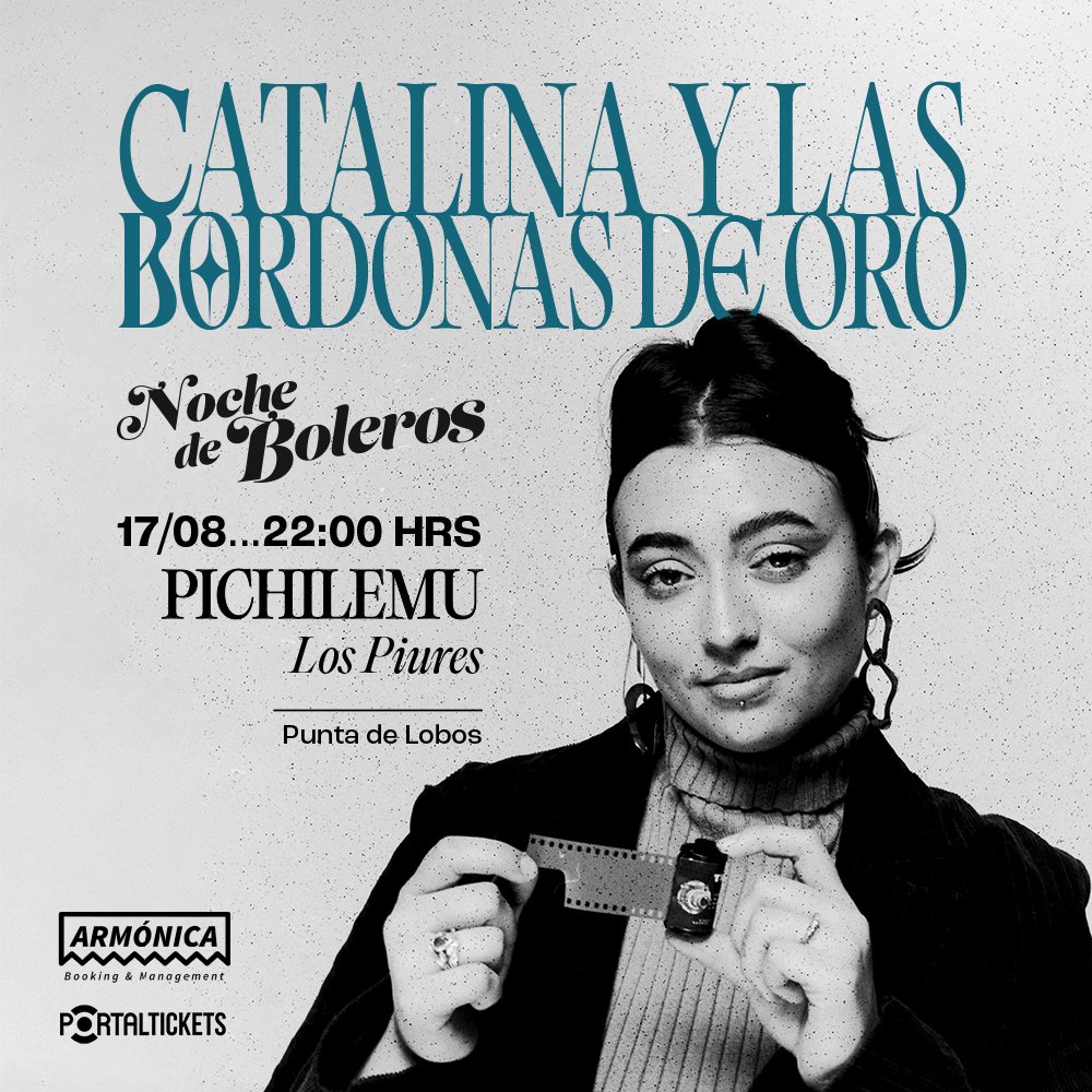 Flyer Evento NOCHE DE BOLEROS EN PICHILEMU CON CATALINA Y LAS BORDONAS DE ORO