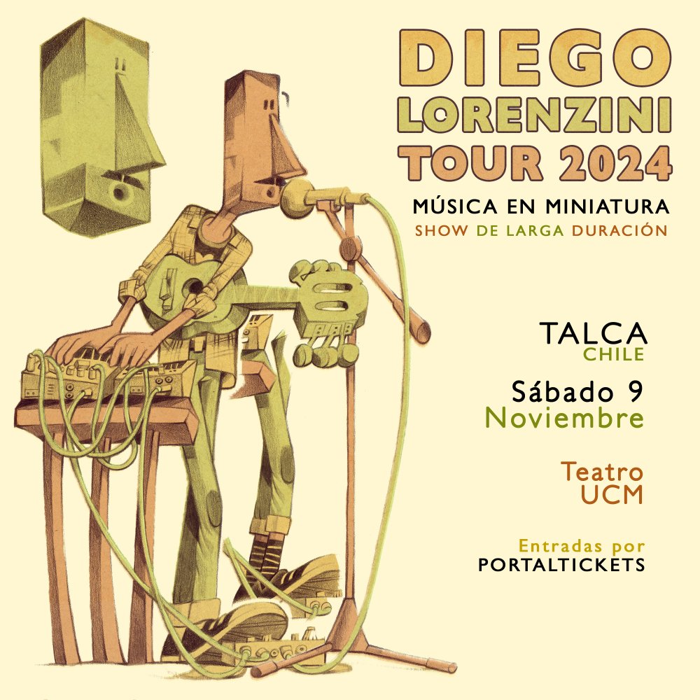Flyer DIEGO LORENZINI EN UCM TALCA: MUSICA EN MINIATURA, TOUR 2024