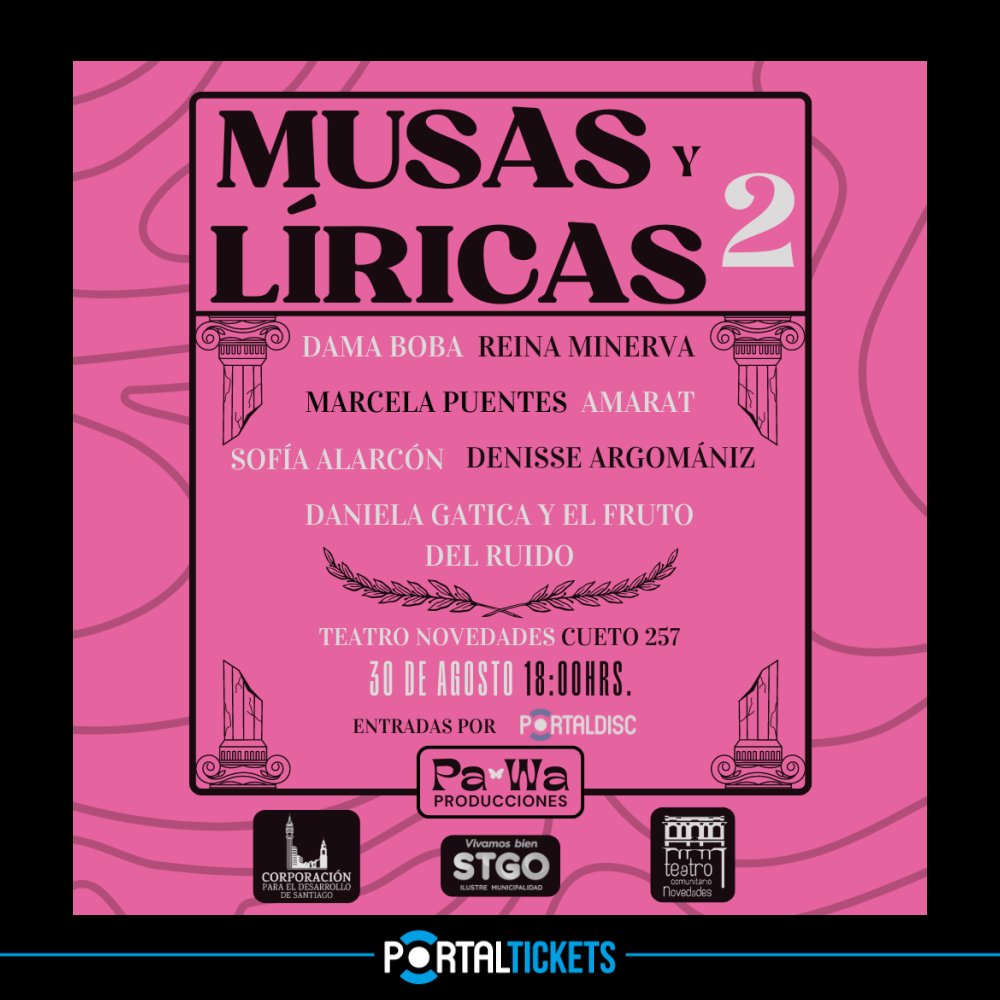 Flyer MUSAS Y LIRICAS 2 EN TEATRO COMUNITARIO NOVEDADES
