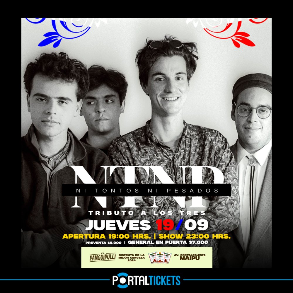 Flyer Evento TRIBUTO A LOS TRES EN EL PANGUI, MAIPÚ