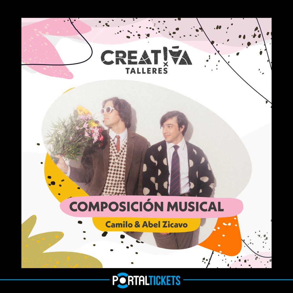 Flyer Evento CREATIVAFEST 2024: TALLER COMPOSICIÓN MUSICAL - CAMILO Y ABEL ZICAVO | PLUMAS
