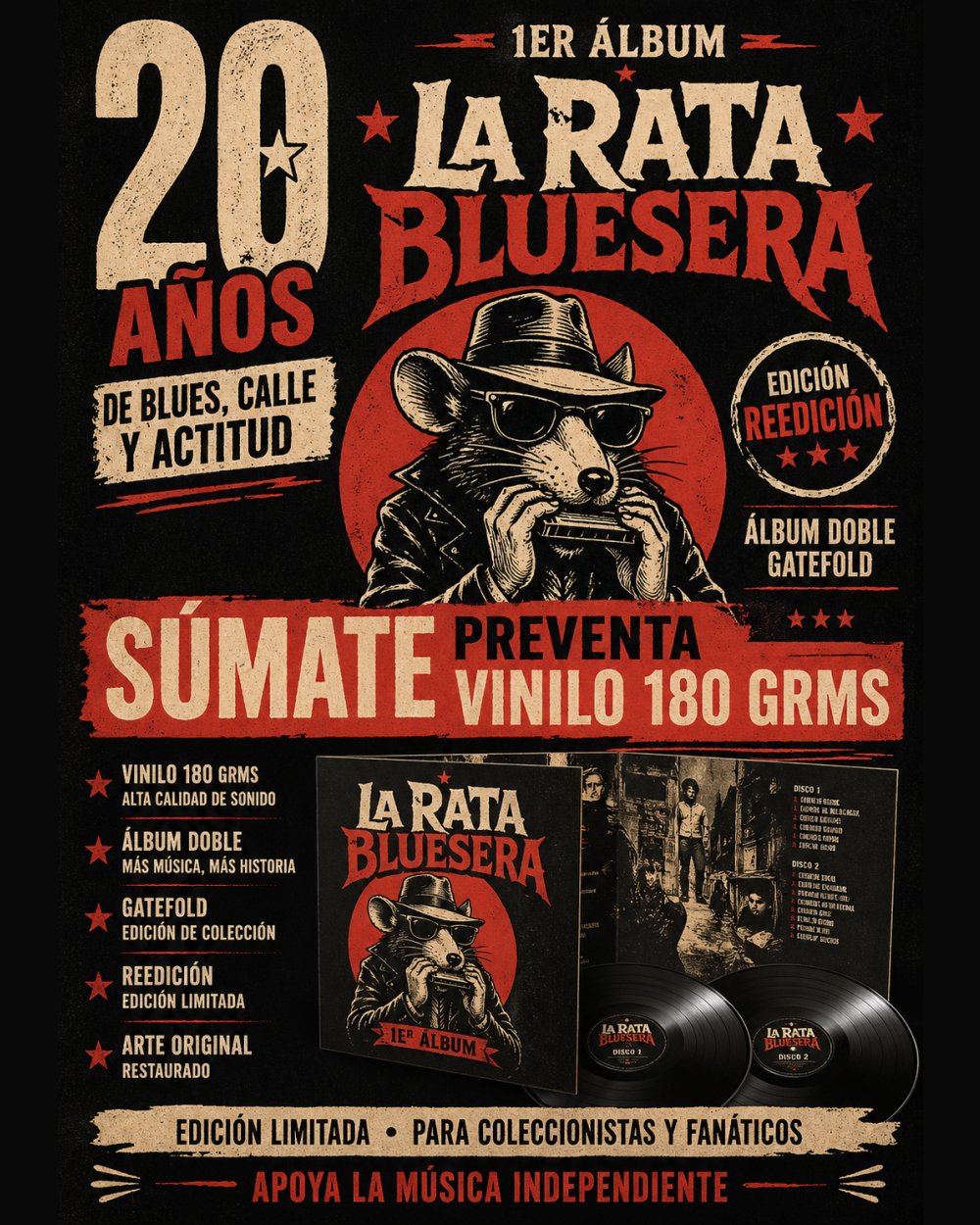 Flyer PREVENTA VINILO LA RATA BLUESERA 2006 REEDICIÓN