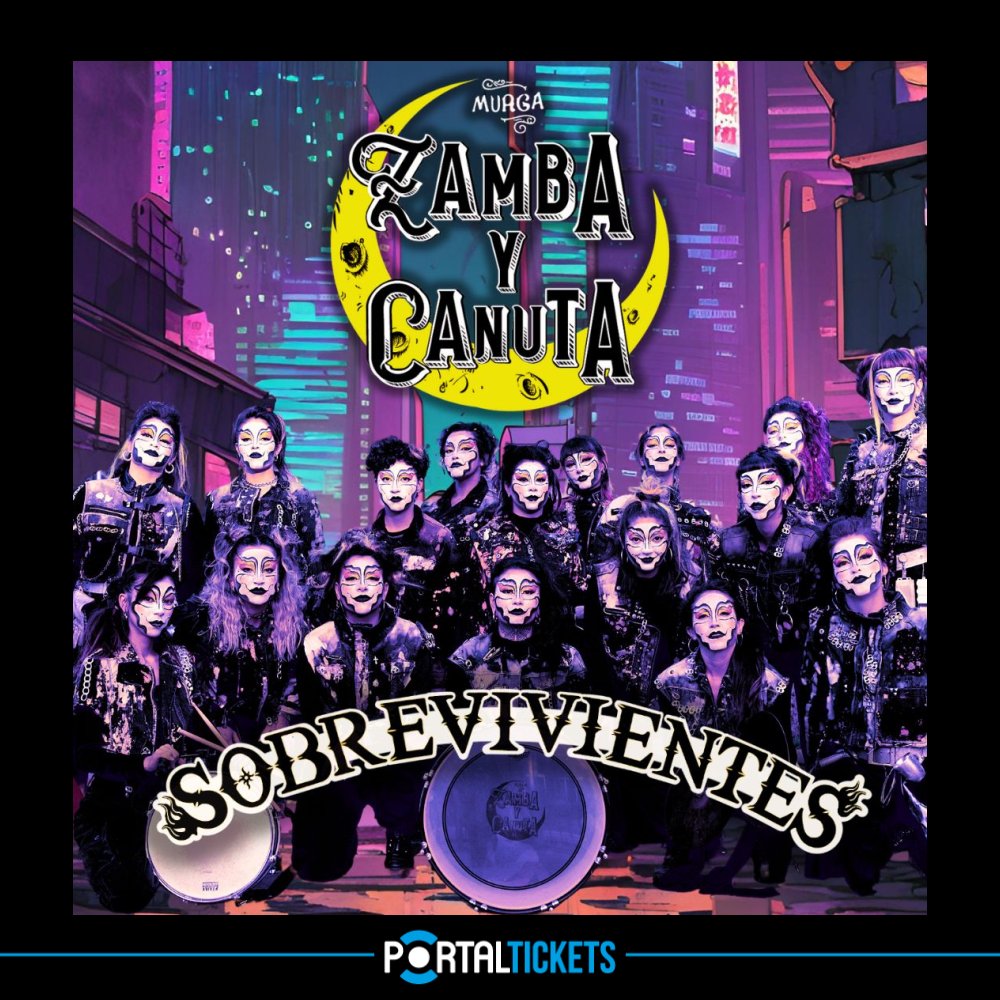 Flyer Evento MURGA ZAMBA Y CANUTA. ESTRENO SOBREVIVIENTES EN AULA MAGNA LICEO MANUEL DE SALAS