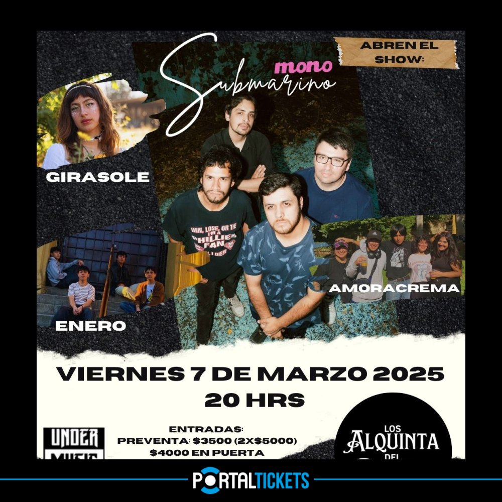 Flyer Evento MONO SUBMARINO: GIRA RETRATO DE UN POR VENIR EN VALPARAÍSO