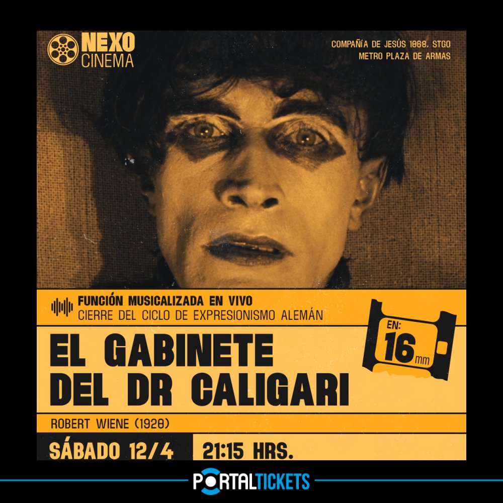 Flyer Evento DR. CALIGARI EN 16MM CON MUSICA EN VIVO EN NEXO CINEMA