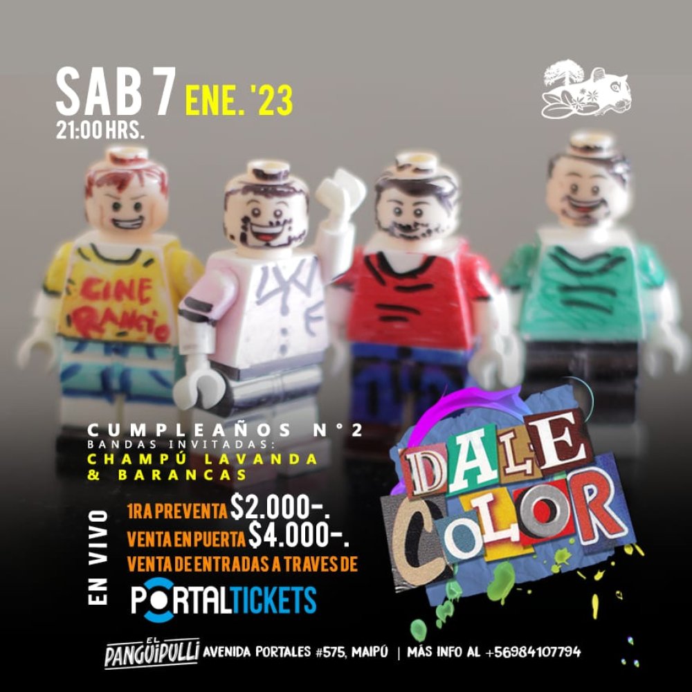 Flyer Evento DALE COLOR EN BAR EL PANGUIPULLI. CUMPLEAÑOS DE BANDA 