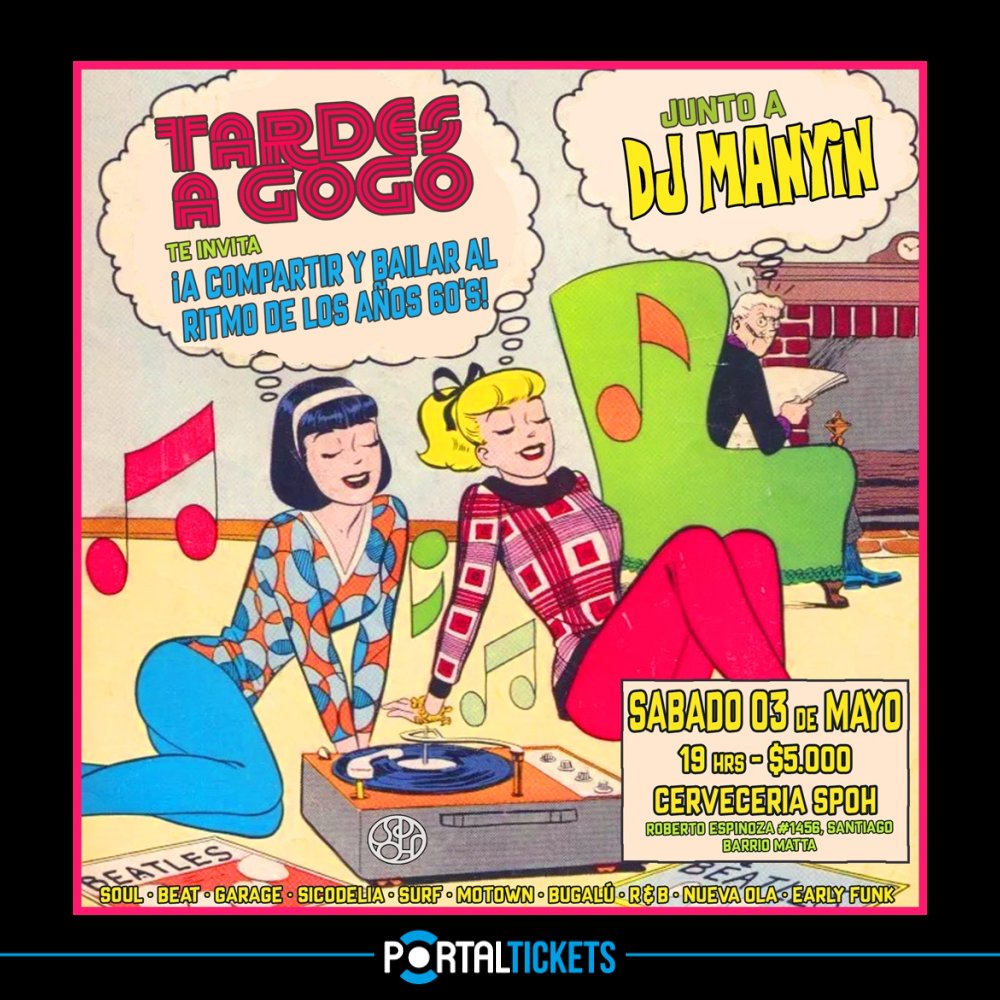 Flyer TARDES A GOGO ⚡ JUNTO A  DJ MANYIN EN CERVECERIA SPOH