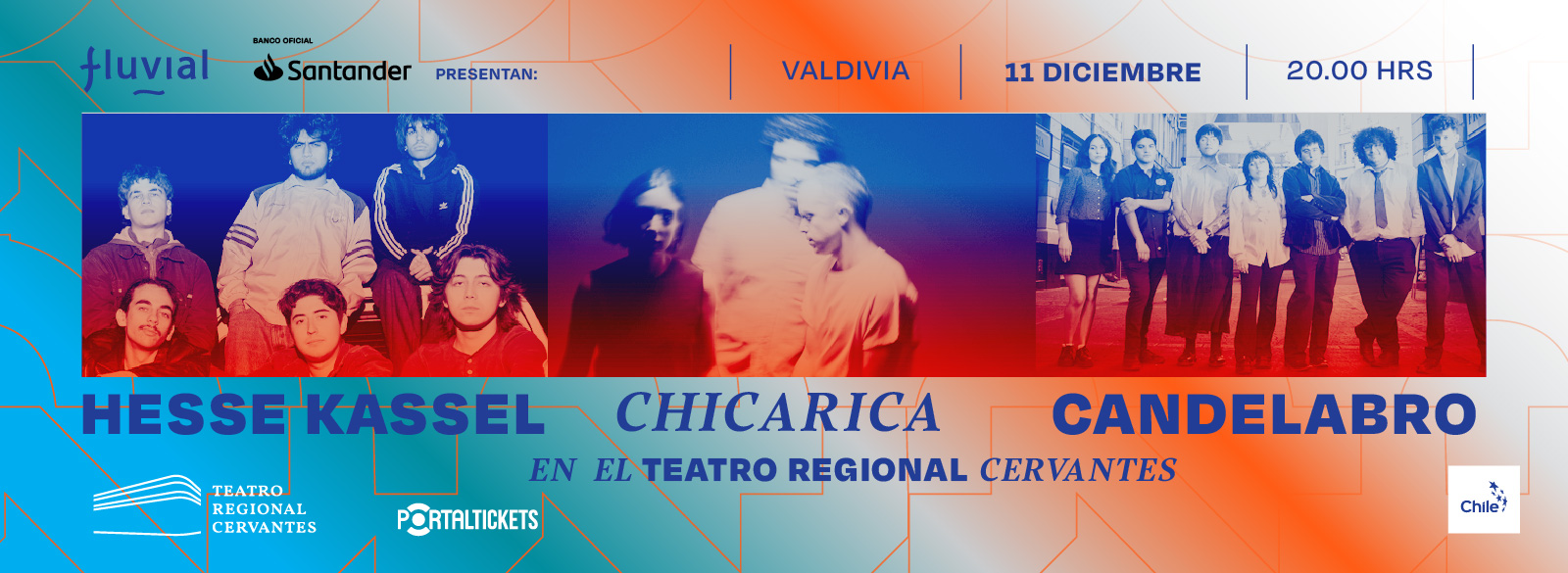 Flyer Evento ENVÍA DE REGALO TICKETS PARA FLUVIAL 2025: TEATRO REGIONAL CERVANTES: HESSE KASSEL + CANDELABRO + CHICARICA | 11 DICIEMBRE