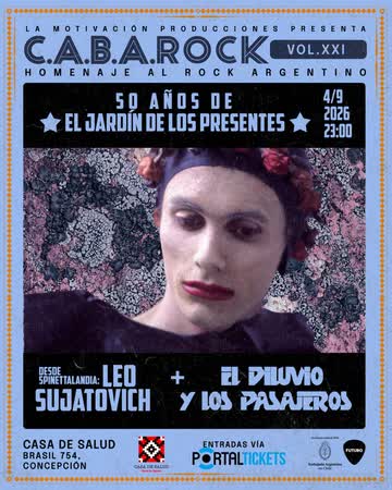 Afiche de CABA ROCK EN CASA DE SALUD CON LEO SUJATOVICH Y EL DILUVIO Y LOS PASAJEROS