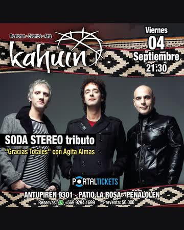 Afiche de AGITA ALMAS: TRIBUTO A SODA STEREO CON AGITA ALMAS - VIERNES 04 SEPTIEMBRE