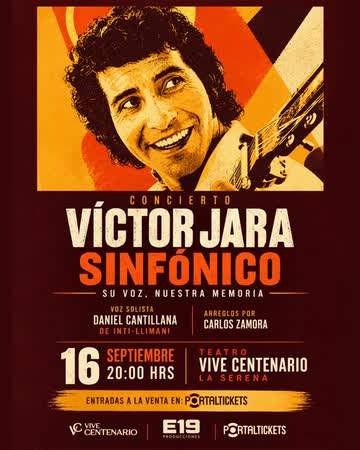 Afiche de VICTOR JARA SINFÓNICO EN TEATRO CENTENARIO DE LA SERENA