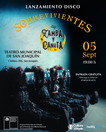 Afiche de LANZAMIENTO DISCO SOBREVIVIENTES MURGA ZAMBA Y CANUTA