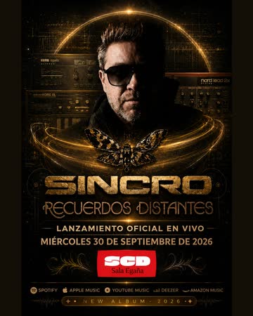 Afiche de SINCRO: RECUERDOS DISTANTES, LANZAMIENTO OFICAL NUEVO ALBUMEN SALA SCD EGAÑA