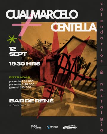 Afiche de CUALMARCELO + CENTELLA: CALENDARIOS Y NOSTALGIA EN BAR DE RENÉ