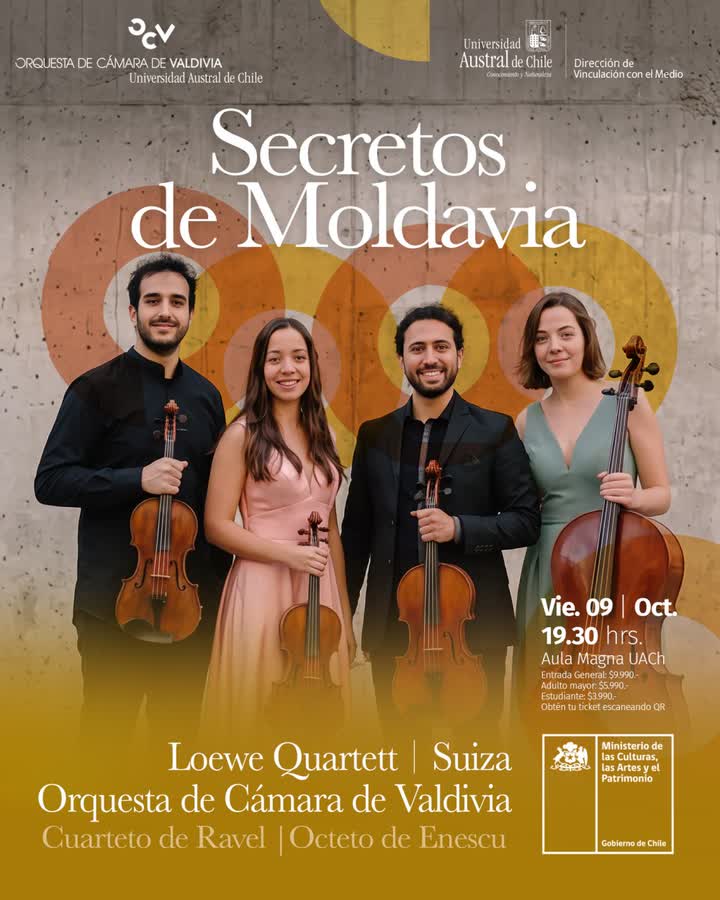 Afiche de OCV PRESENTA: SECRETOS DE MOLDAVIA EN AULA MAGNA UACH, VALDIVIA