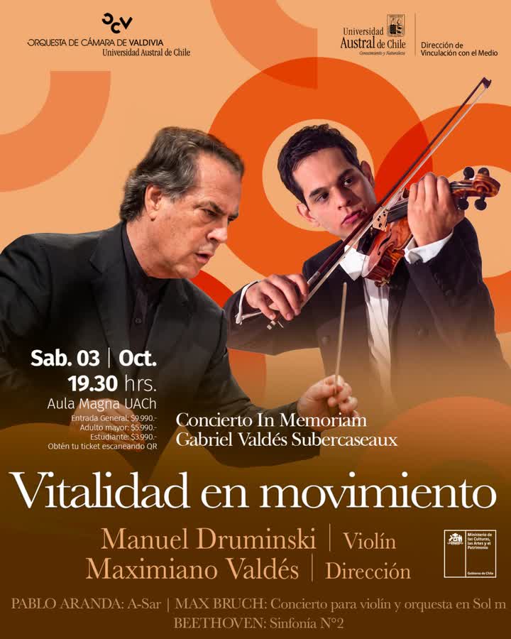 Afiche de OCV PRESENTA: VITALIDAD EN MOVIMIENTO EN AULA MAGNA UACH, VALDIVIA